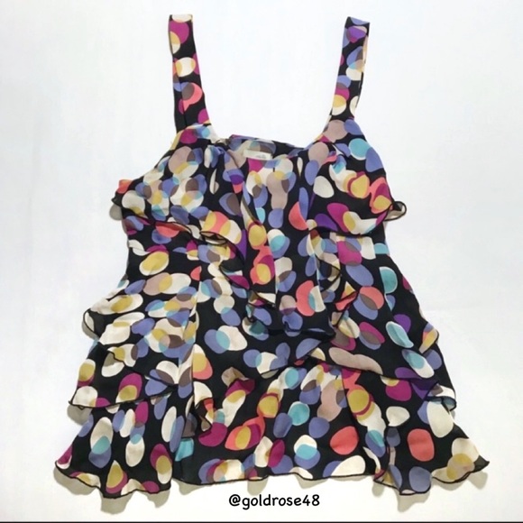 Anthropologie Tops - Anthropologie Odille Followspot 100% silk ruffle top